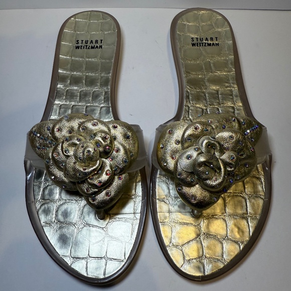 STUART WEITZMAN Clear JELLY with Swarovski embellishment Summer Sandals Size 8 - Picture 1 of 8